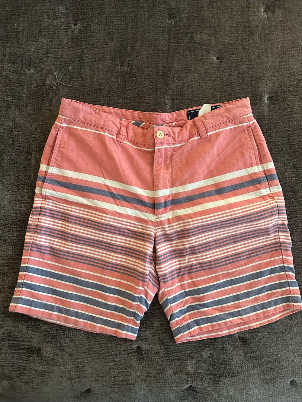 Vineyard Vines Coral and Blue Striped Men's Shorts